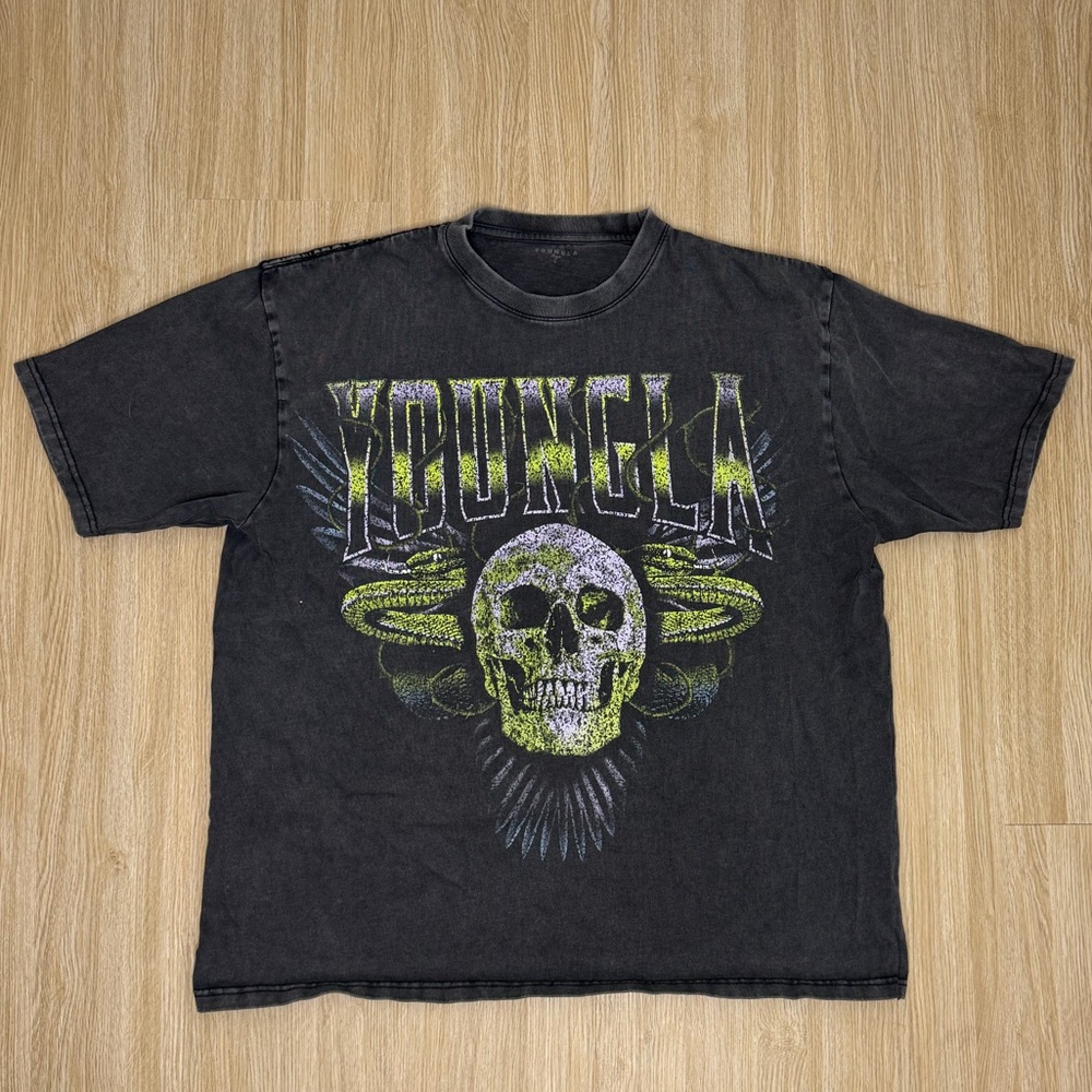 Black Graphic T-Shirt with Skull Design